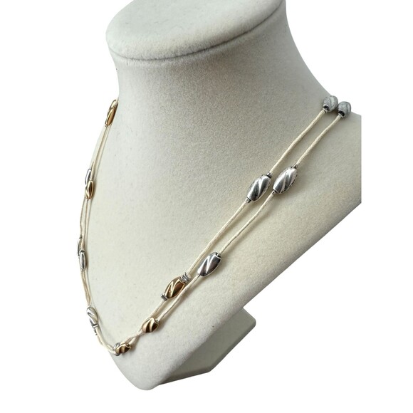 J Jill Layered Necklace Silver Gold Beaded Coastal Treasures Station Adjustable - Picture 4 of 15